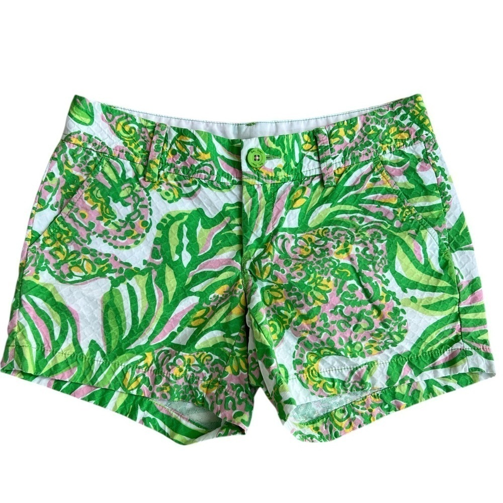 Lilly Pulitzer The Callahan shorts seeing Green pink elephants size 2